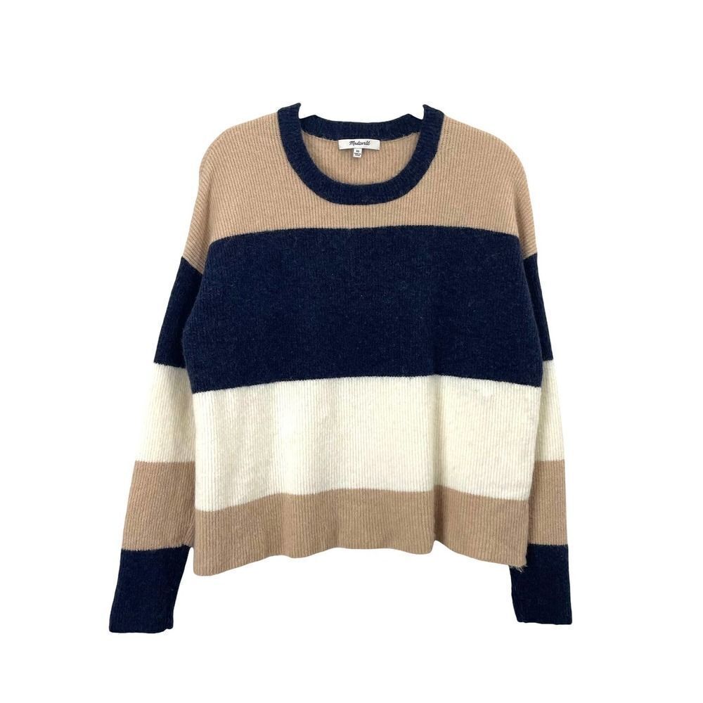 Madewell Sycamore Stripe ribbed Pullover Sweater Sz XS colorblock wool alpaca